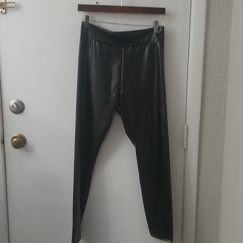 SHEIN Black Pleather Skinny Pants Petite L Minimalist Goth Punk Rocker Rave Glam